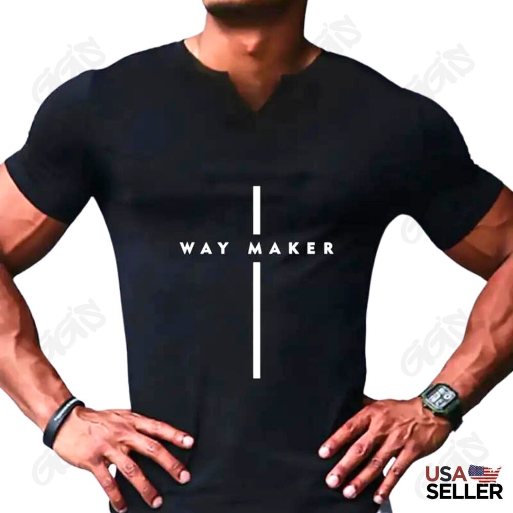 WAYMAKER Cross Men Women Unisex Black T-Shirt Stretch Fabric
